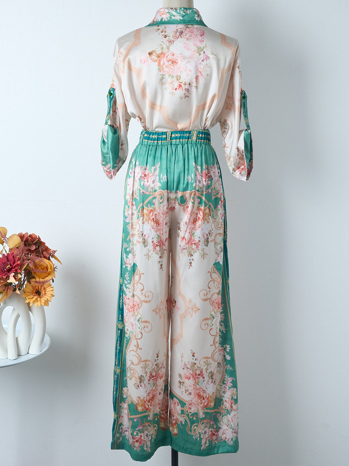 Vintage Print Shirt And Pant Coord Set