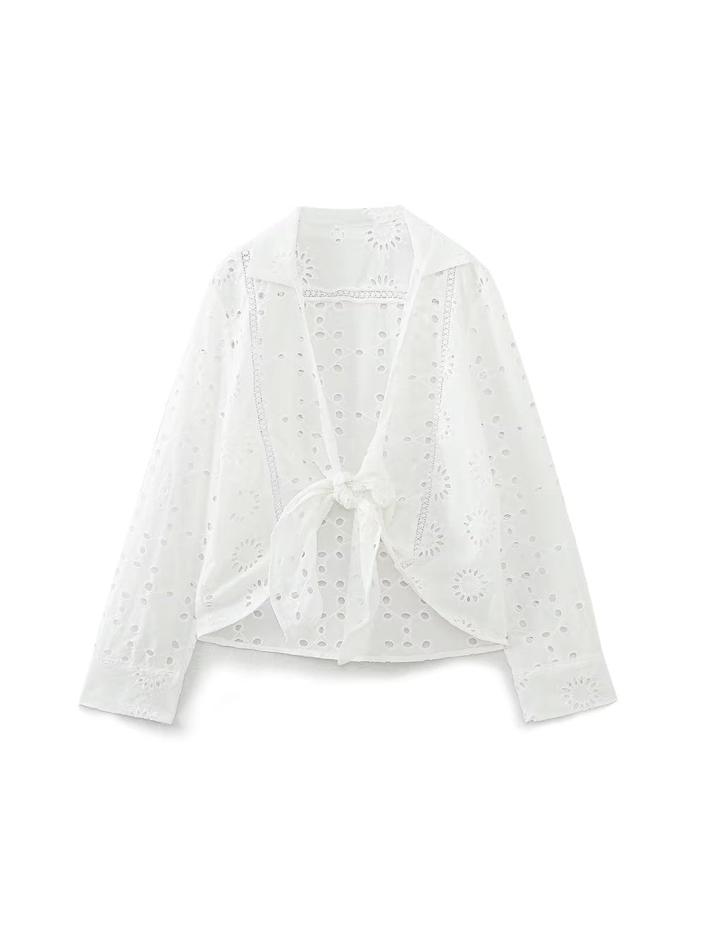 Embroidered Bow Tie Top