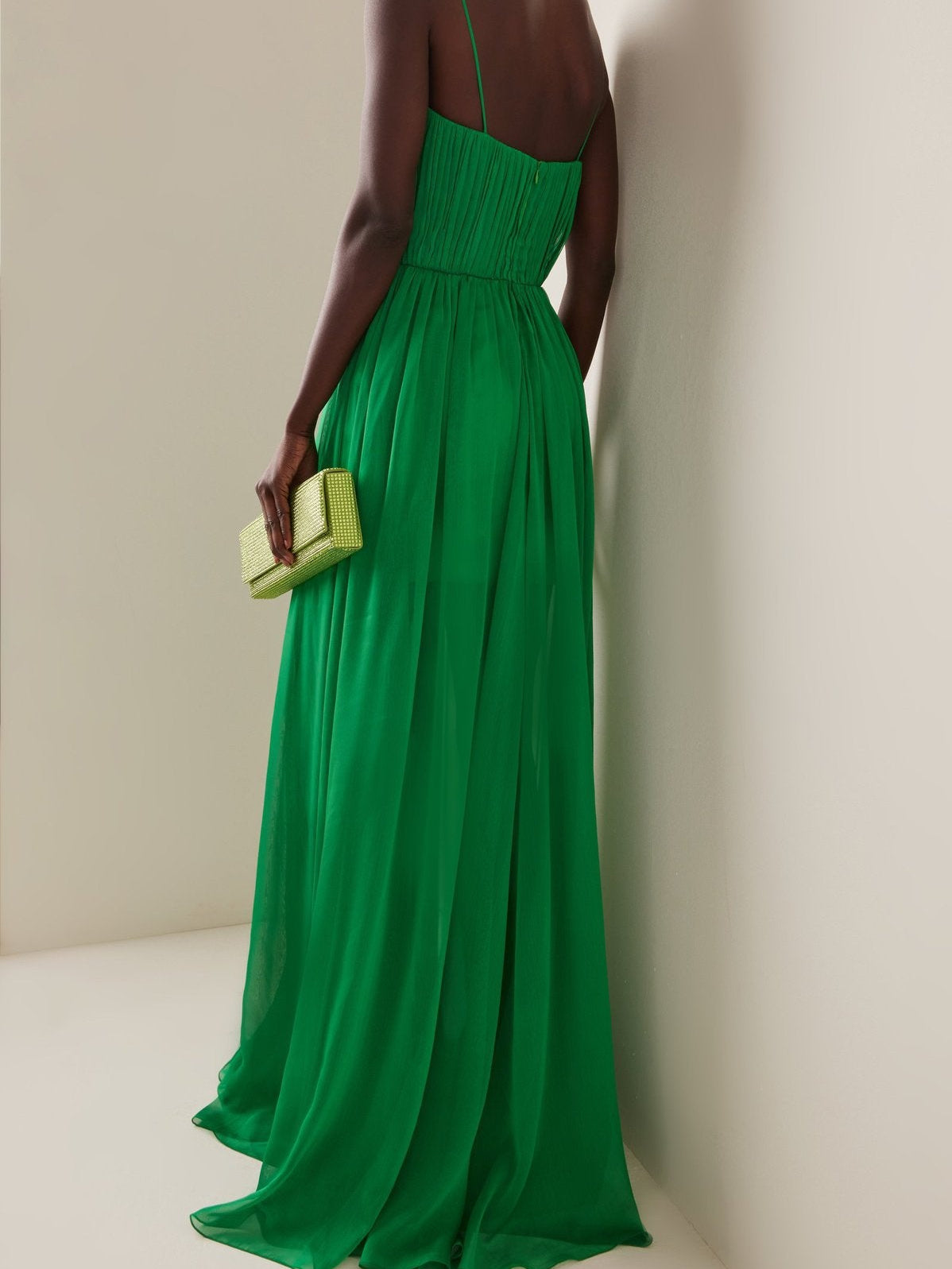 Rosalia Green Deep Neck Corset Maxi Dress
