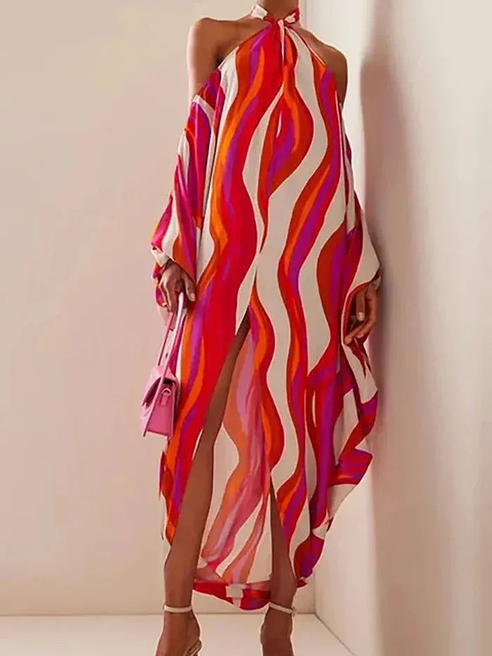 Halterneck Bikini Swimsuit Set With Cover up Dress