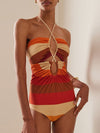 Vintage Stripe Spring Swimsuit & Skirt Coord Set