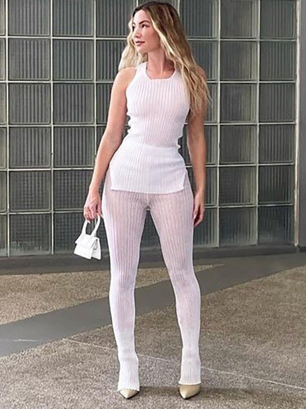 See Through Sleeveless Top & Pants Coord Set