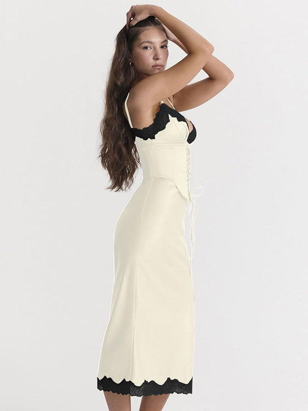 Lace Up Spaghetti Strap Backless Maxi Dress