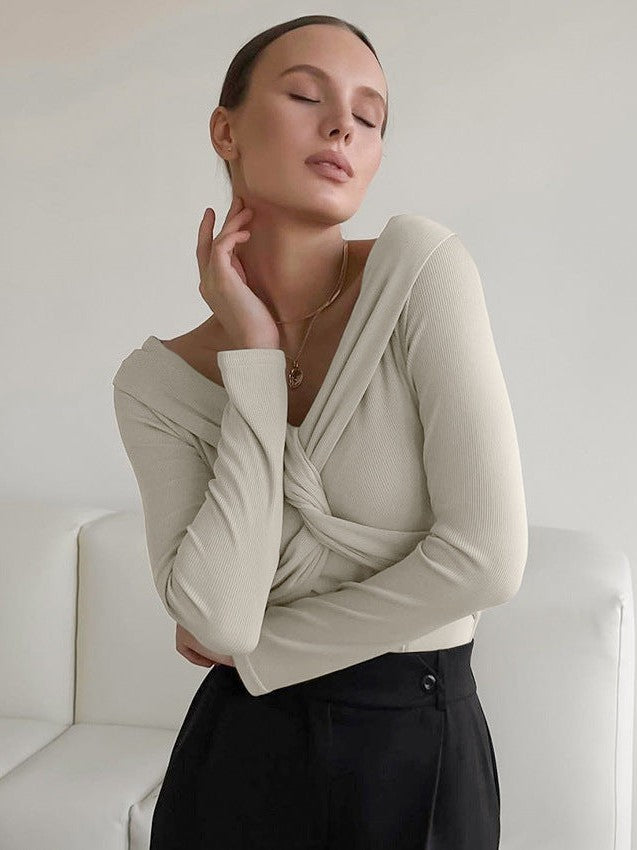 Twisted V Neck Warm T shirt