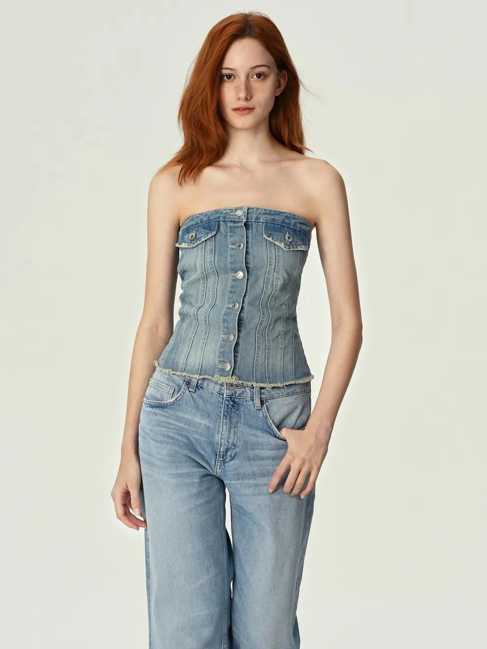 Denim Corset Tube Top
