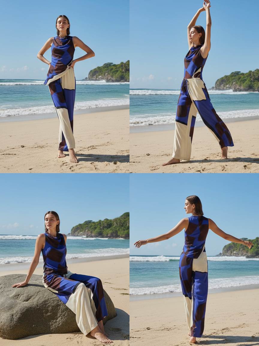 Tie Dye Print Asymmetric Top & Pants Coord Set