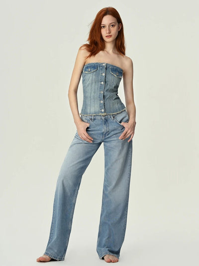 Denim Corset Tube Top