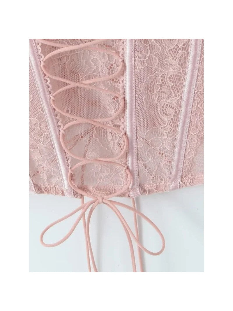 Lace Camisole Tie up Corset Tank Top