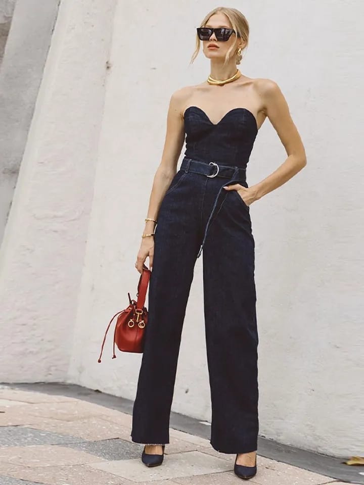 Denim Tube Jumpsuit