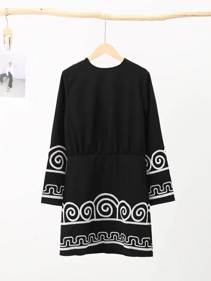 French Short Embroidered Dress