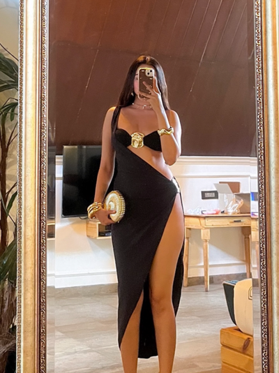 3 Piece Applique Bikini with Cover up Dress