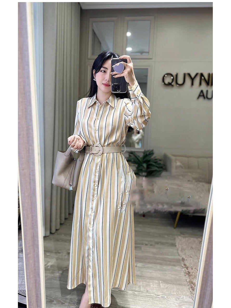 Striped Belted Dress