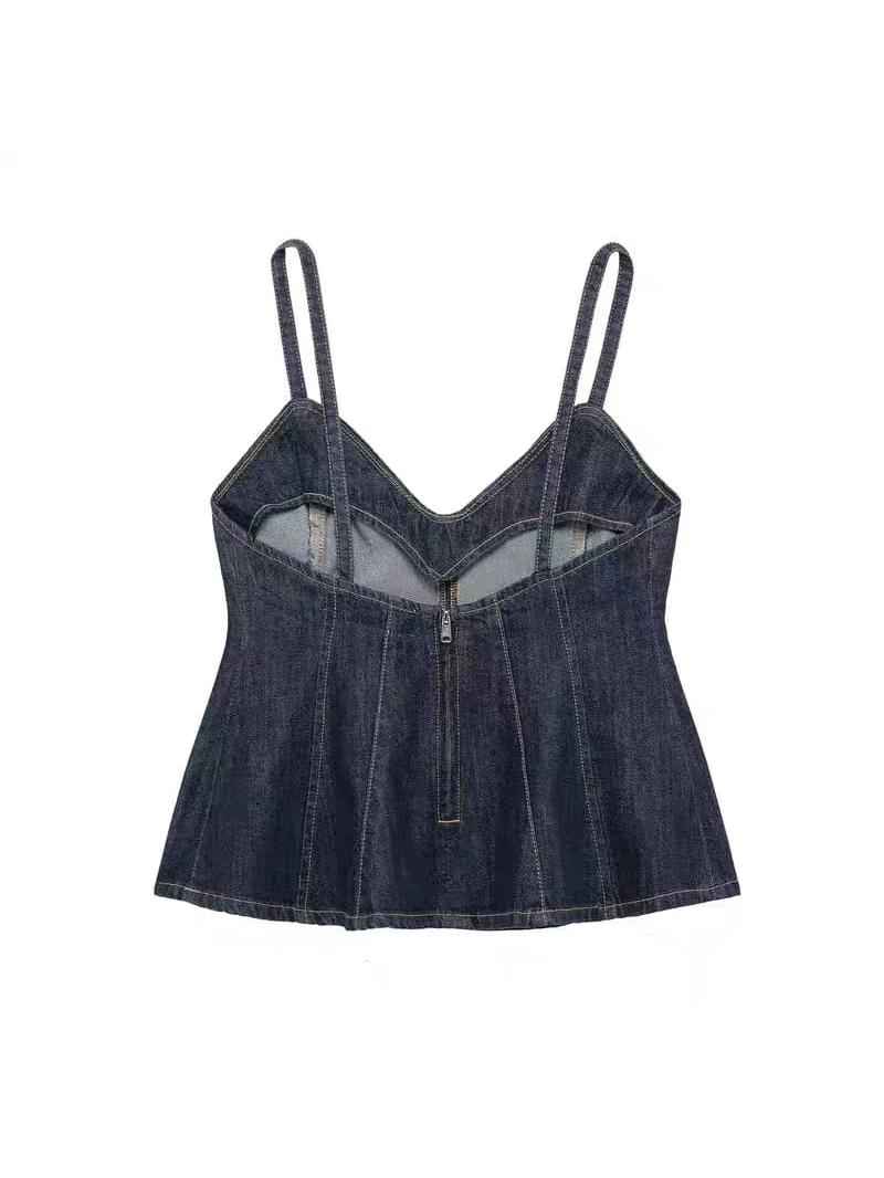 Indigo Sculpt Denim Cami Top