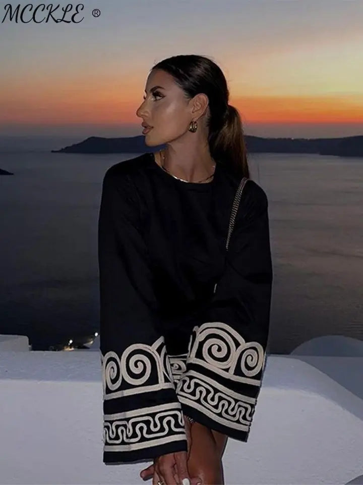 French Short Embroidered Dress