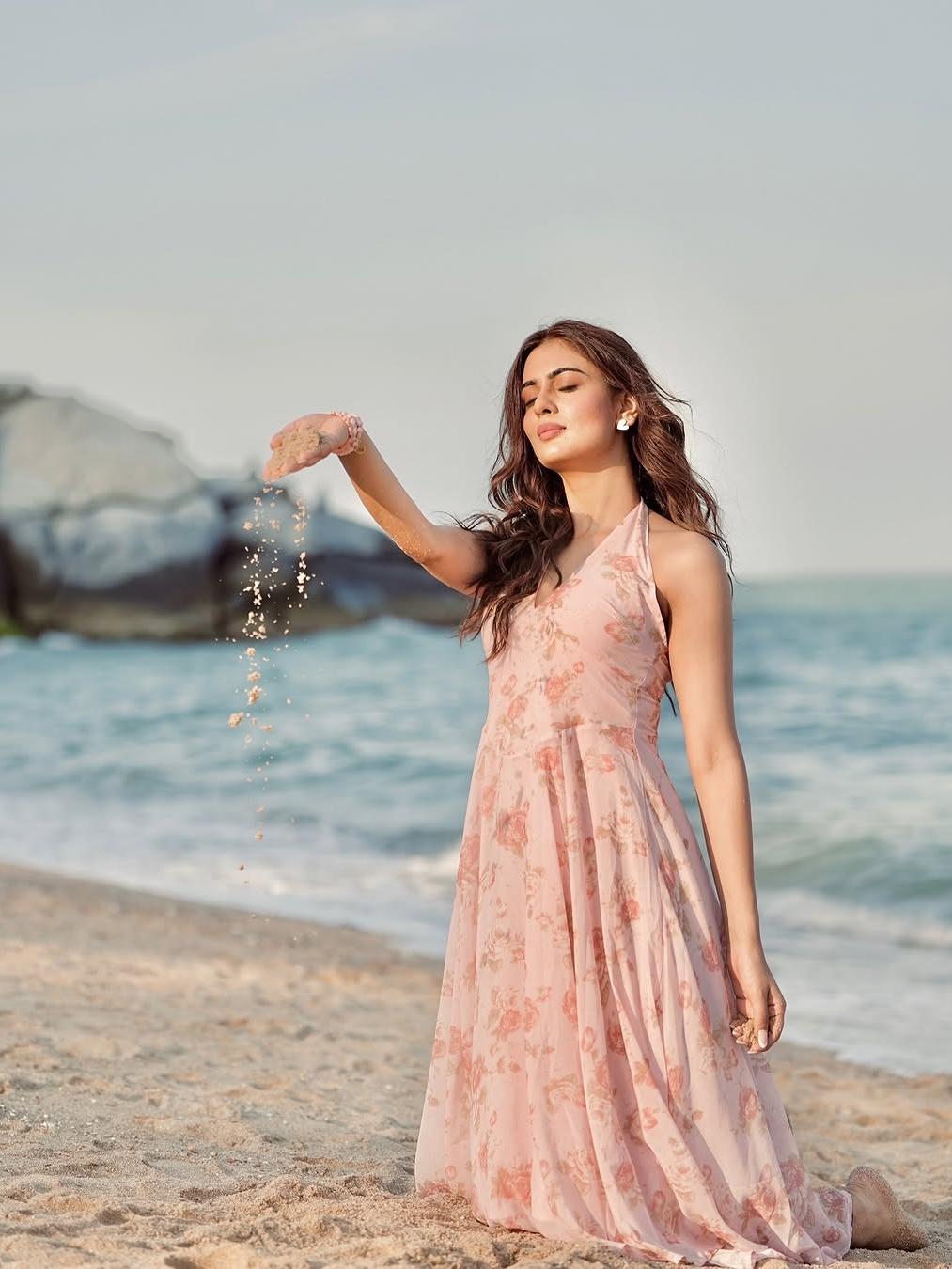 Floral Print V Neck Halter French Dress