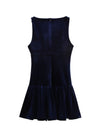 Velvet Bow Applique Sleeveless Short Dress