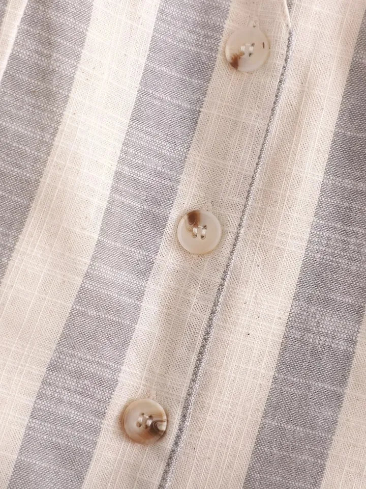 Striped Linen Waist Coat Vest & Pants Coord Set