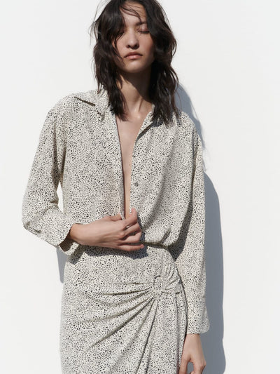 Animal Print Shirt & Skirt Coord Set