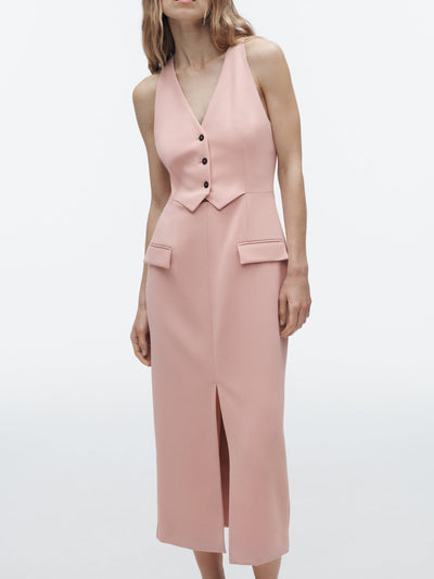 Waistcoat Style Midi Dress