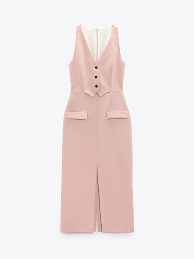Waistcoat Style Midi Dress