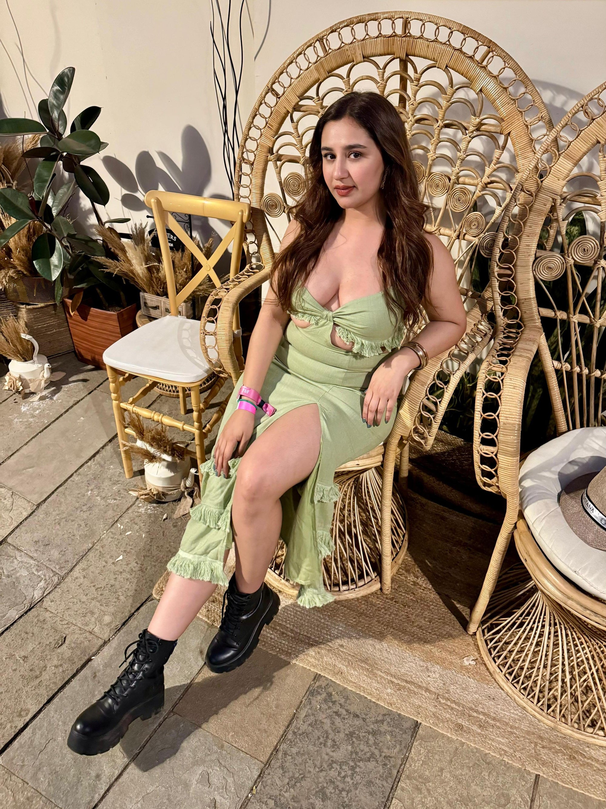 Tassel Detail Cutout Midi Dress