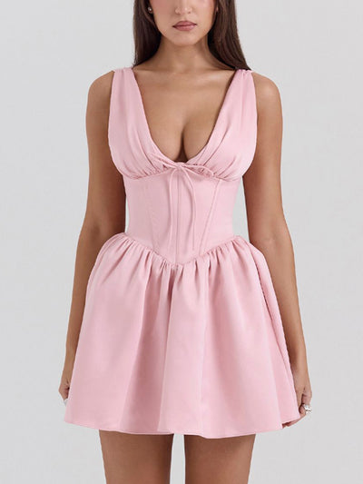 V Neck Corset Short Dress