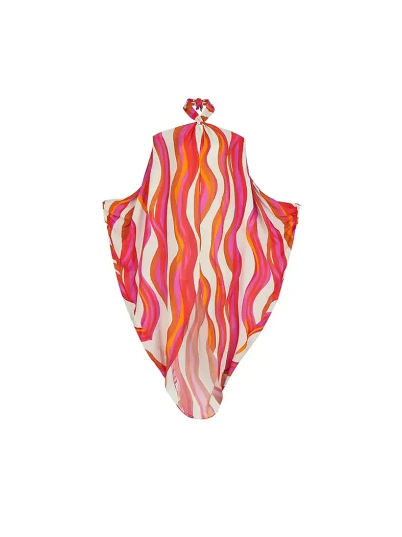 Halterneck Bikini Swimsuit Set With Cover up Dress