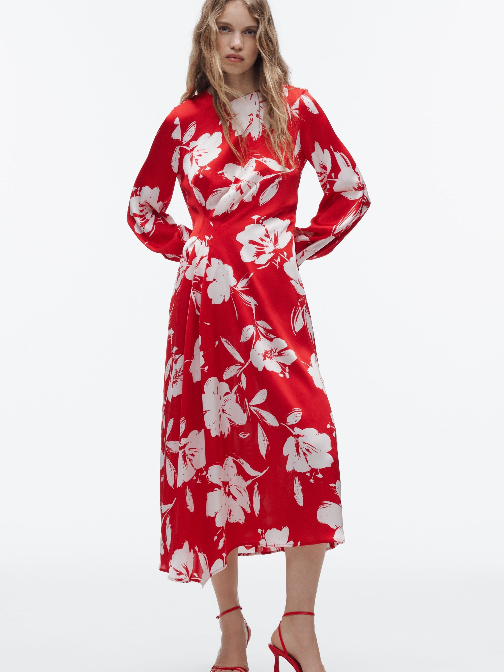 Red Floral Print Long Dress
