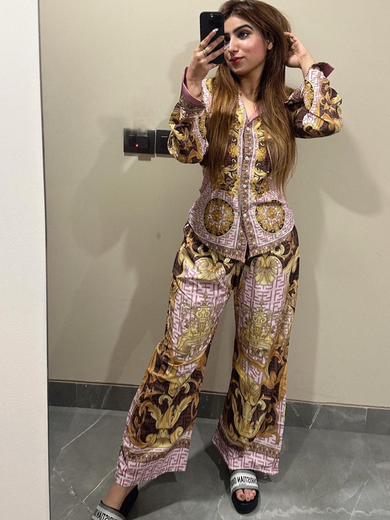 NF Floral Print Shirt & Pants Coord Set