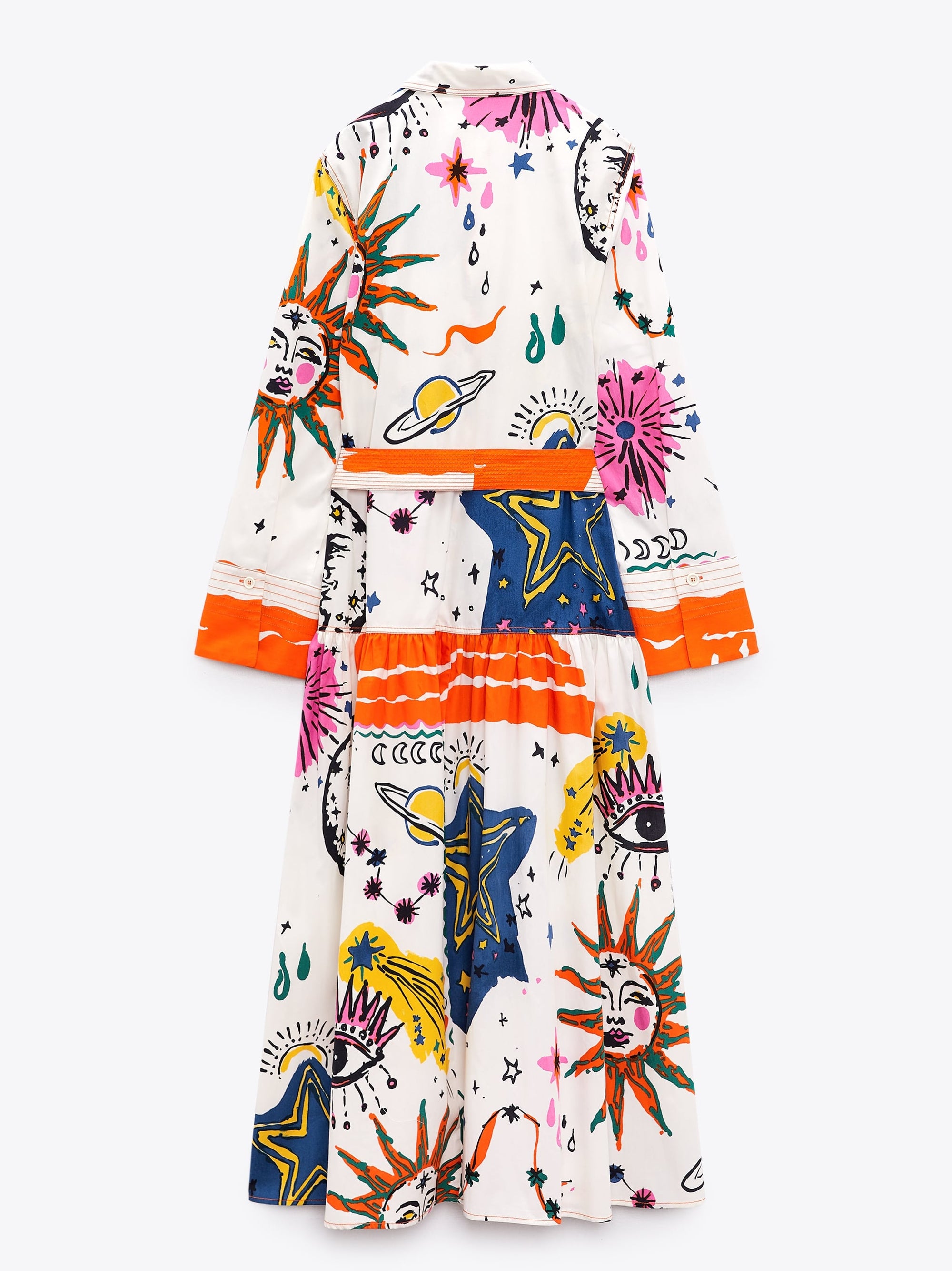 Abstract Print Dress with Belt