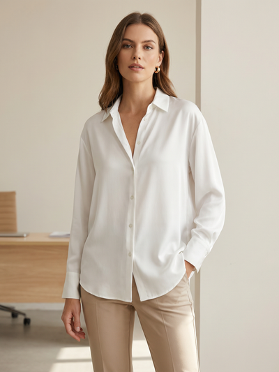 Essential Satin-Feel Button-Down Shirt