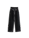 Carbon Black Fold Waist Denim Jeans