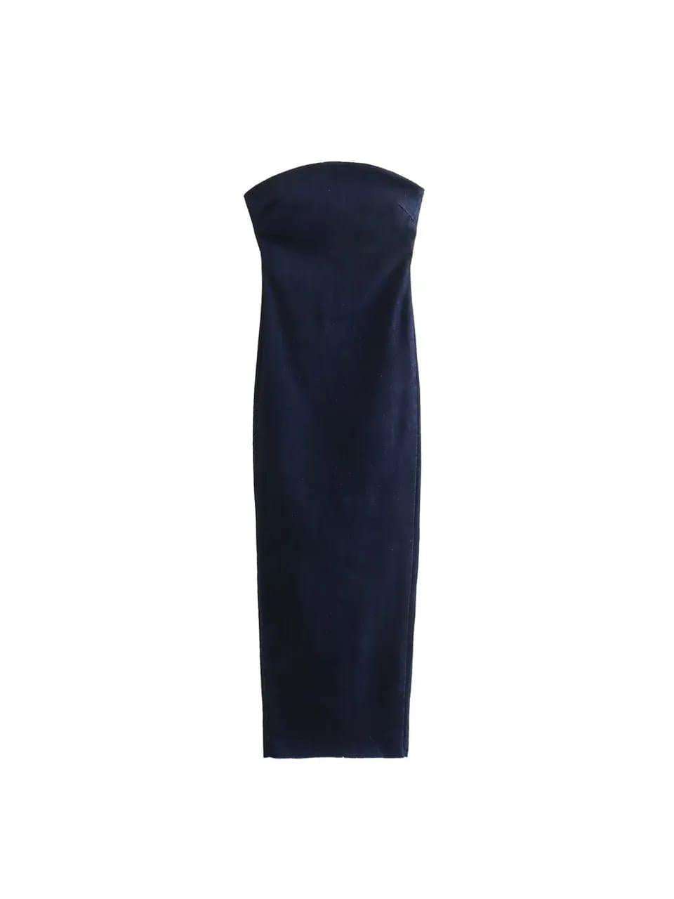 Denim Off Shoulder Tube Dress