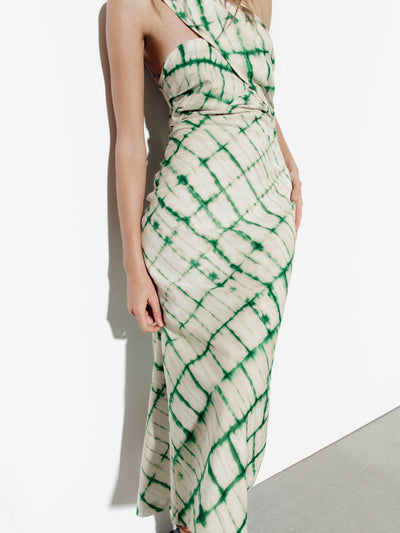 One Shoulder Tie Dye Knot Dress