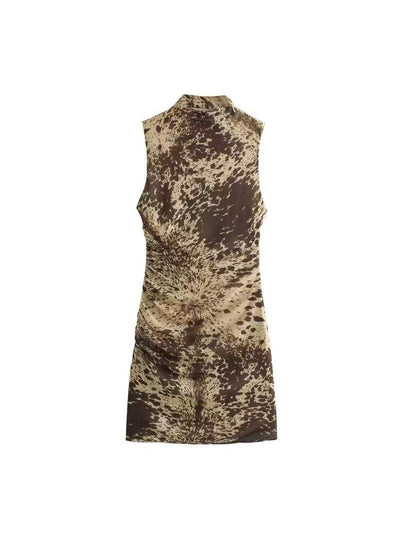 Animal Print Short Mesh Tulle Dress