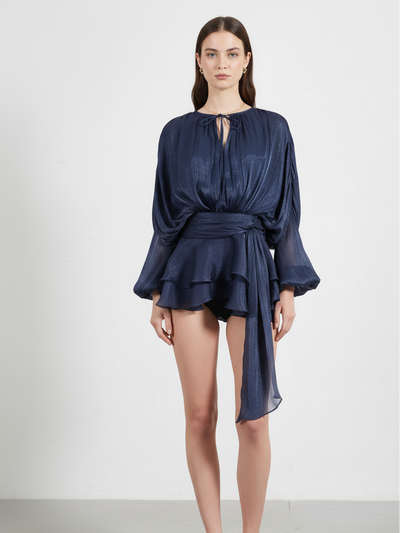 Lyla Bell Sleeve Ruffle Tail Dress with Shorts Coord Set