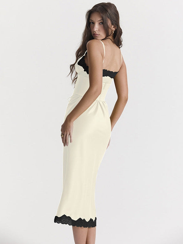 Lace Up Spaghetti Strap Backless Maxi Dress