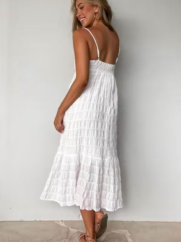 Jacquard Backless Tube Top Strap Dress