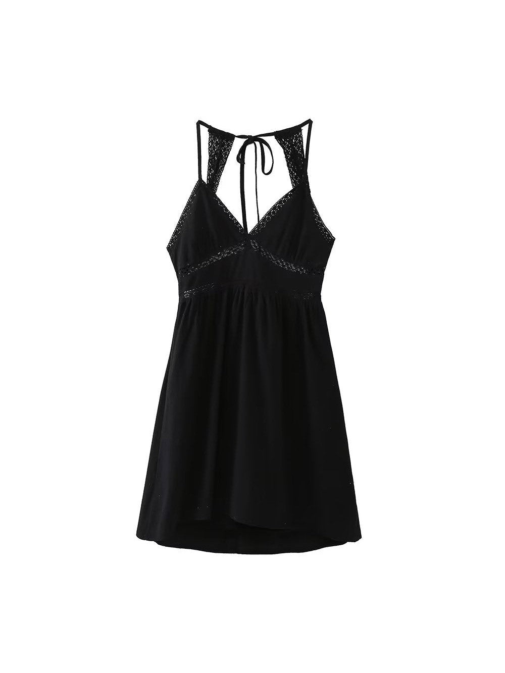 V Neck Embroidered Lace A Line Dress