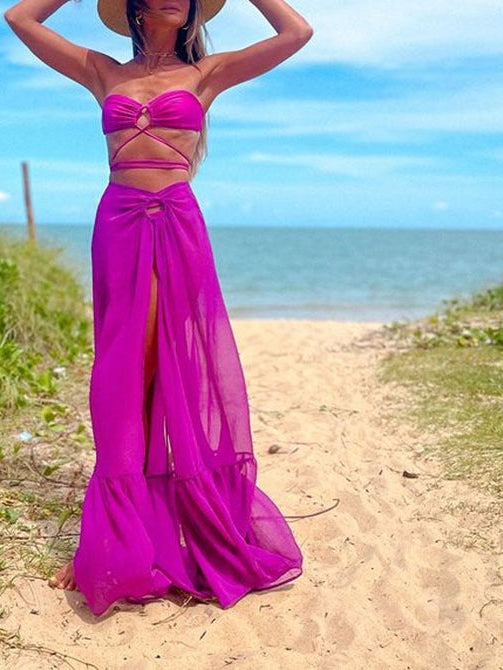 Pink Tube Top & Split Skirt Coord Set