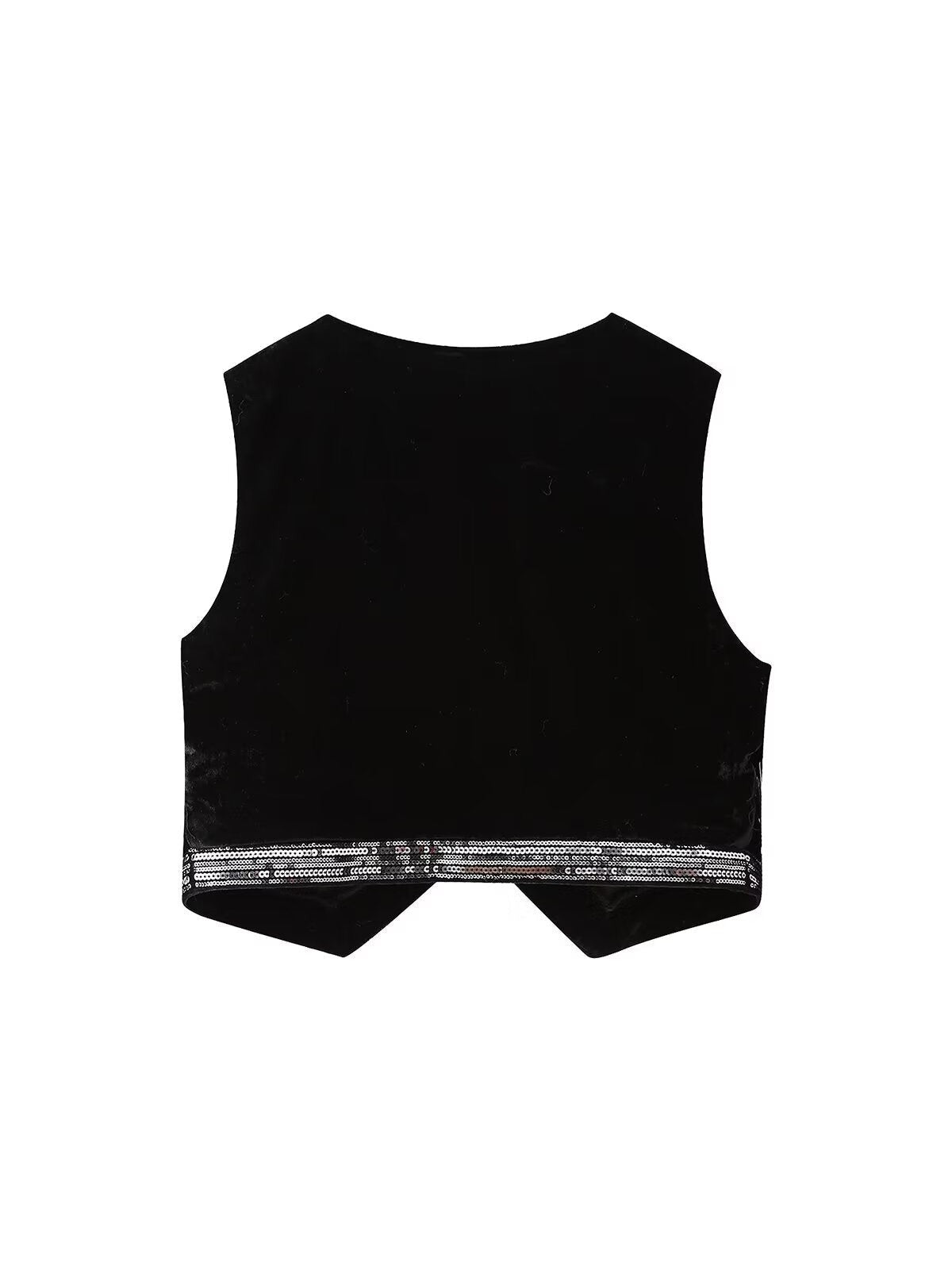 Tassel Fringe Velvet Waist Coat Vest Mini Skirt Set