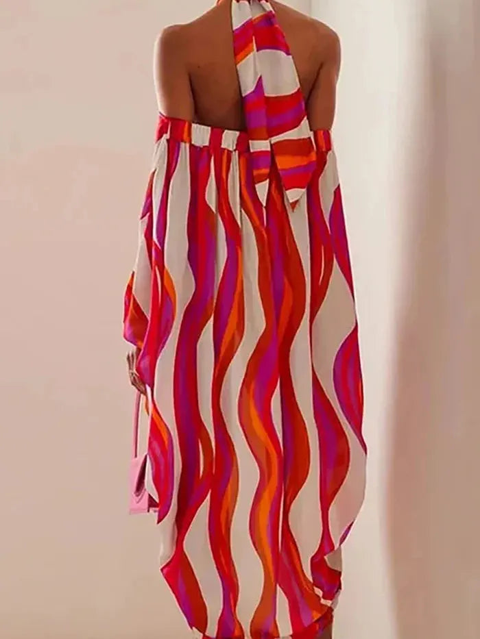 Halterneck Bikini Swimsuit Set With Cover up Dress