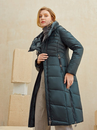 Long Puffer Jacket with Hoodie