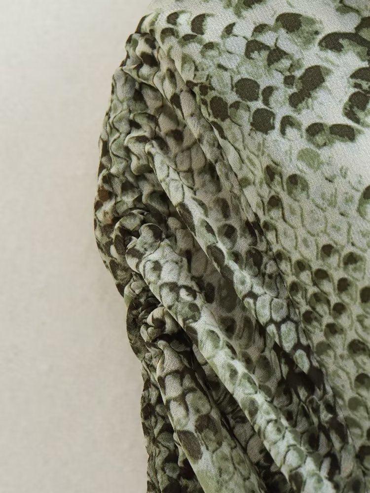 Spring Animal Print Pleated Mini Dress