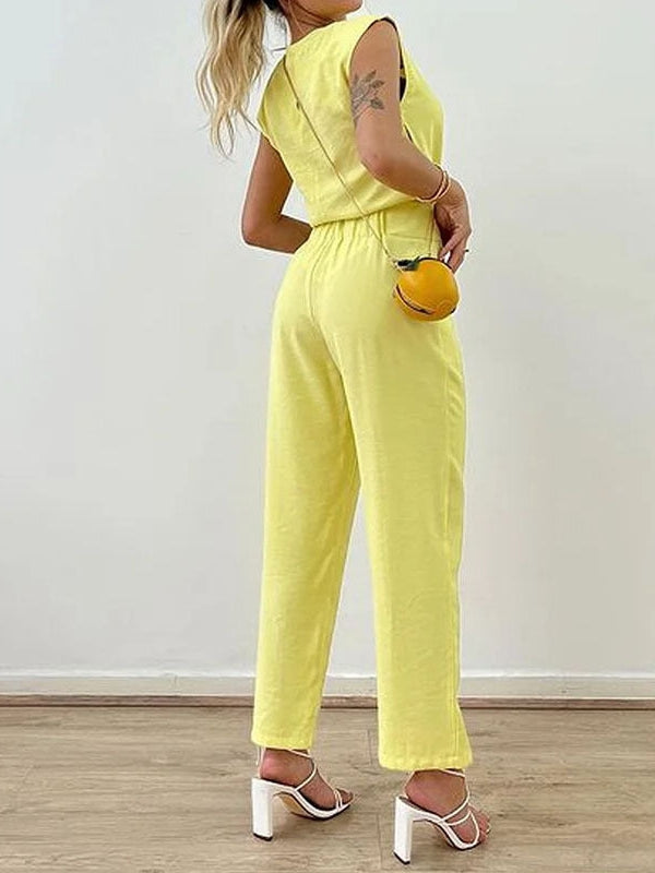 Sleeveless Top Hollow Out Cutout Pants Set