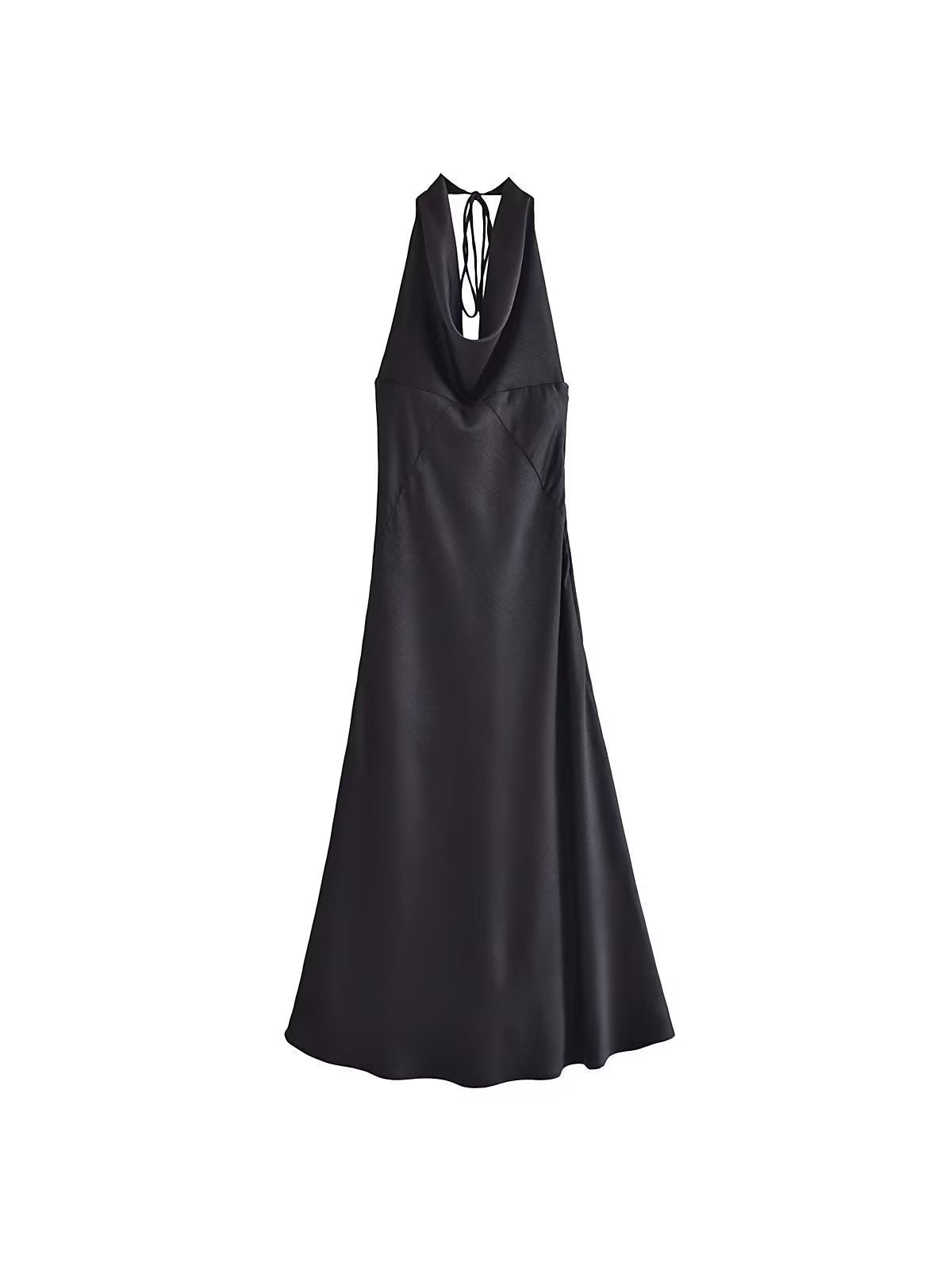 Halterneck Pleated Design Drape Dress
