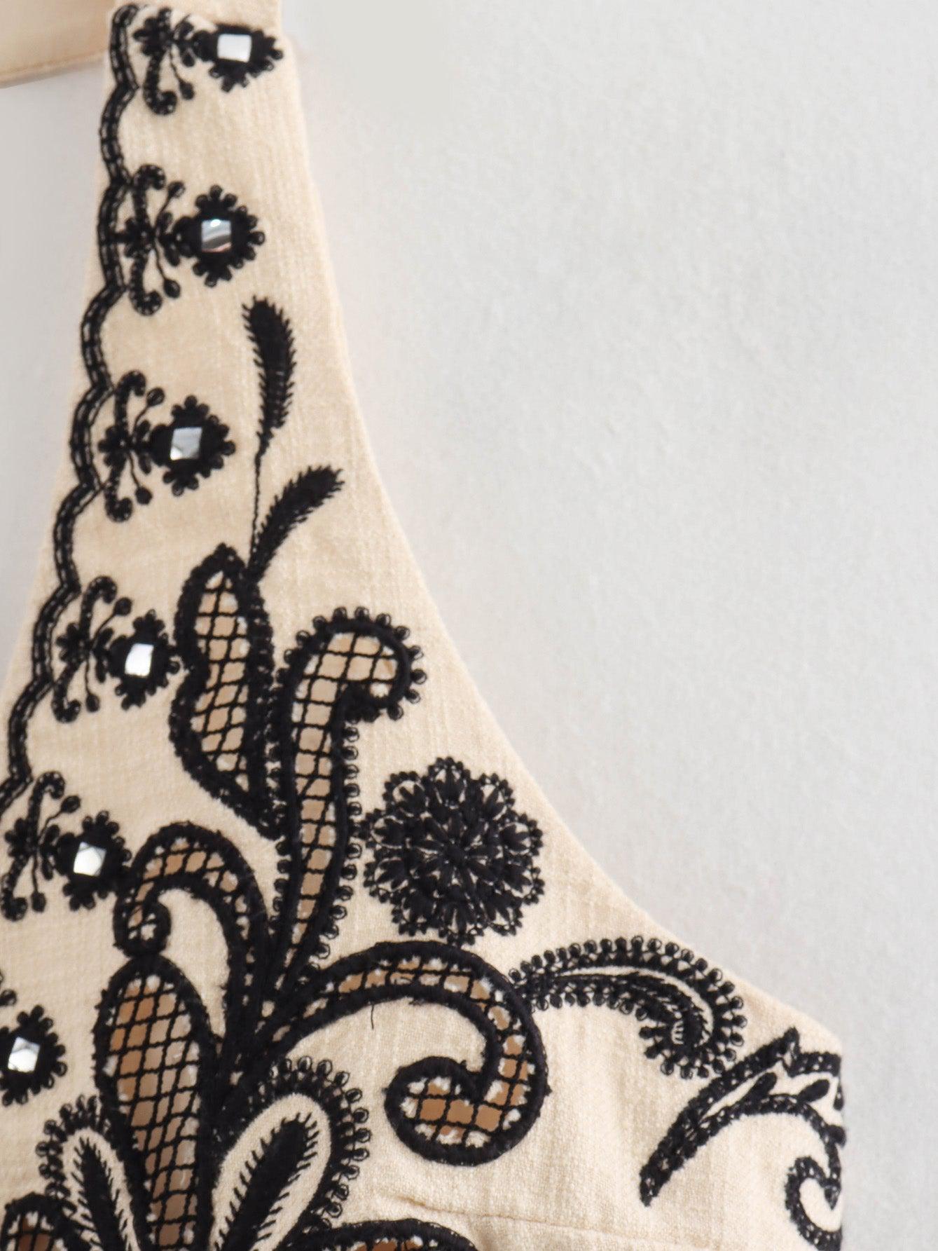 Halterneck Embroidered Top & Short Skirt Coord Set