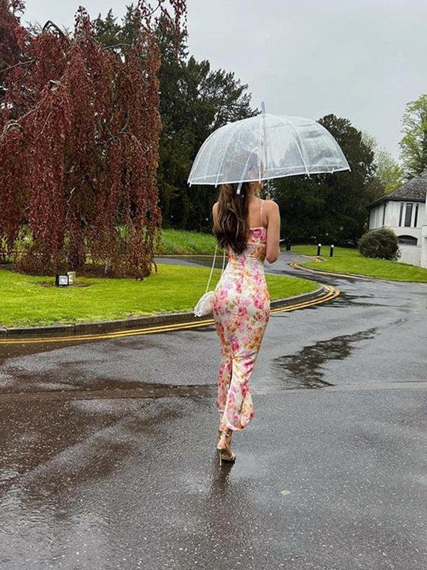 Floral Print Spaghetti Strap Maxi Dress