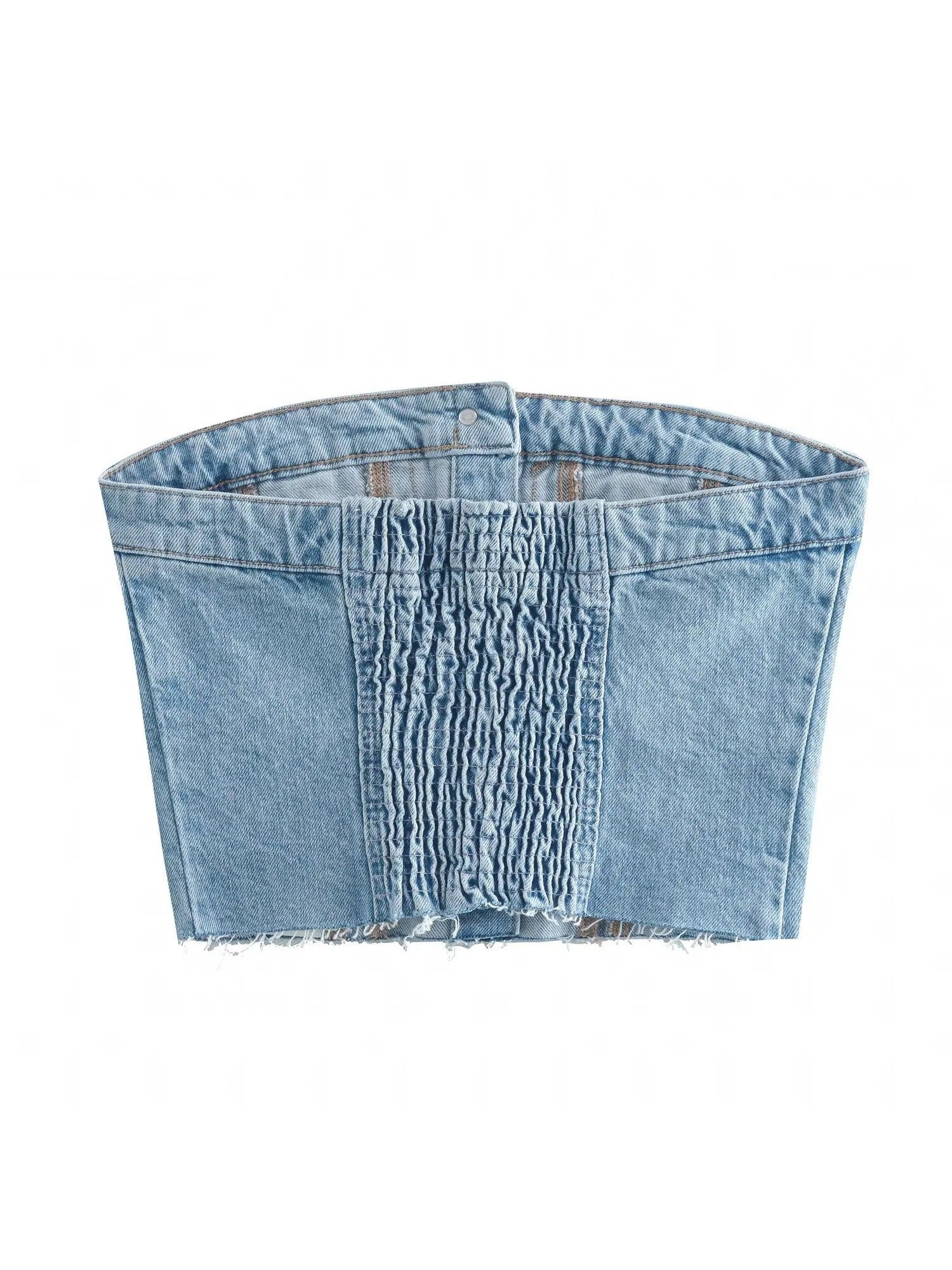 Blue Denim Corset Tube Top
