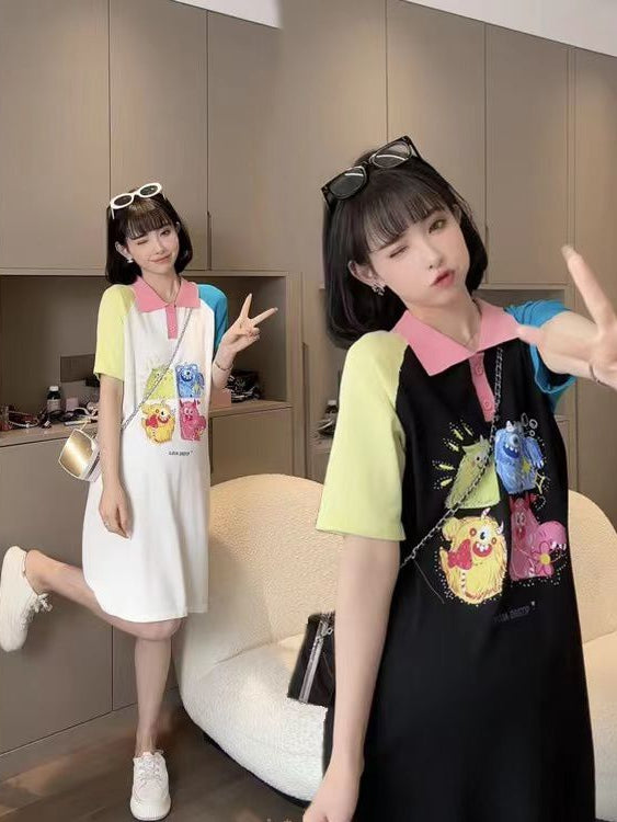 Oversized Fit T Shirt Polo Dress